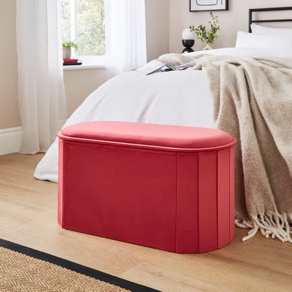Recycled Velour Lozenge Ottoman with Tray 1