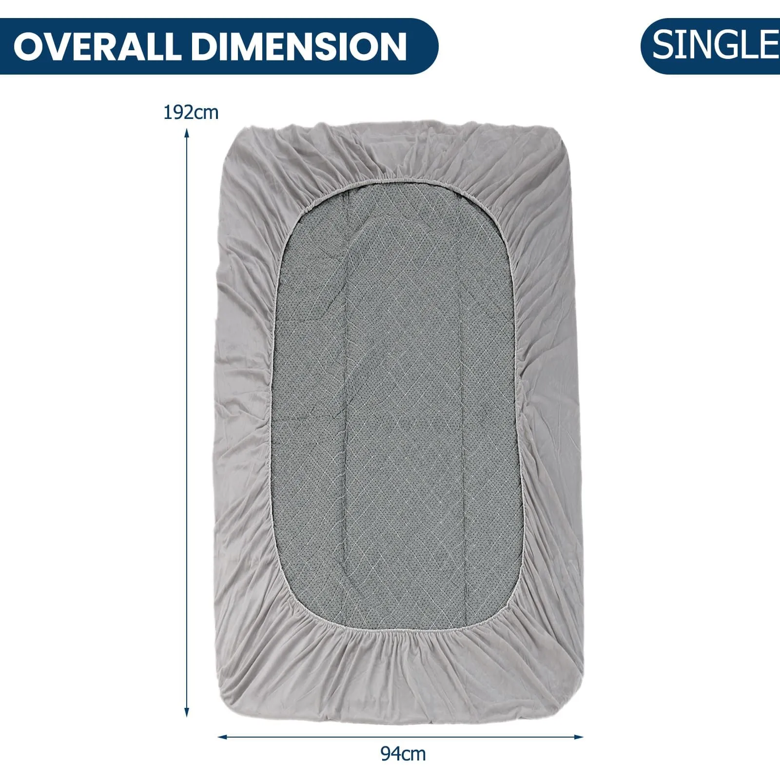 Costway Single Size Mattress Protector Luxury Super Soft Velvet Mattress Topper in Grey 2