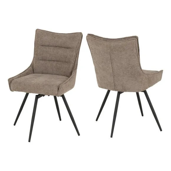 Lewis Set of 2 Swivel Dining Chairs, Fabric 2