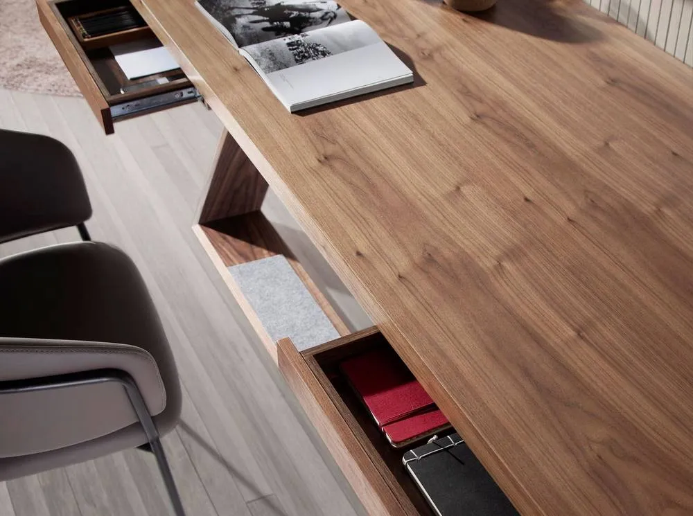 Angel Cerda Model Walnut & Black Steel Desk 2 Soft-Close in Brown 5