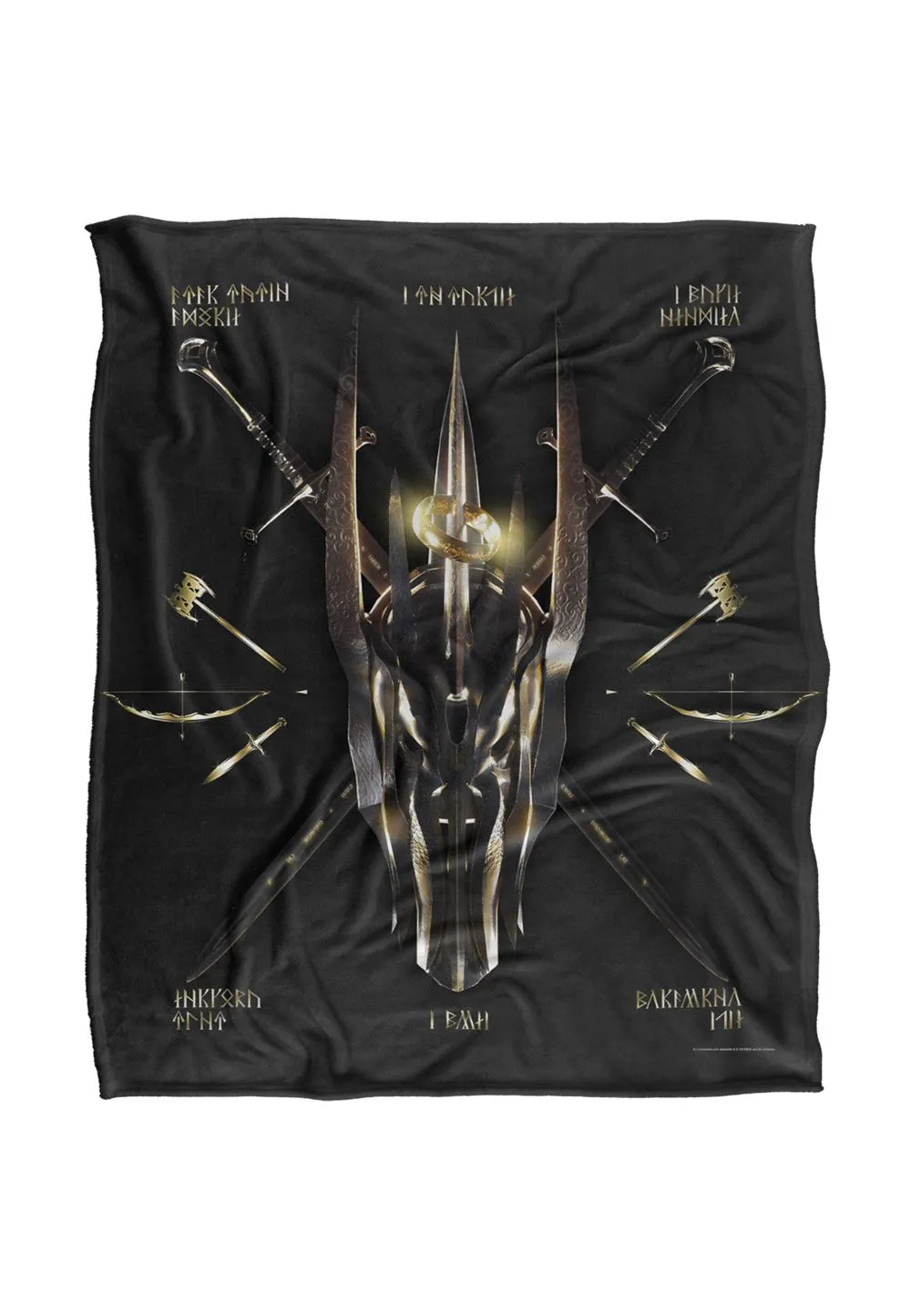 Warner Bros. Lord of The Rings Sauron Runes Silky Touch Super Soft Throw Blanket 152 X 127 cm in White