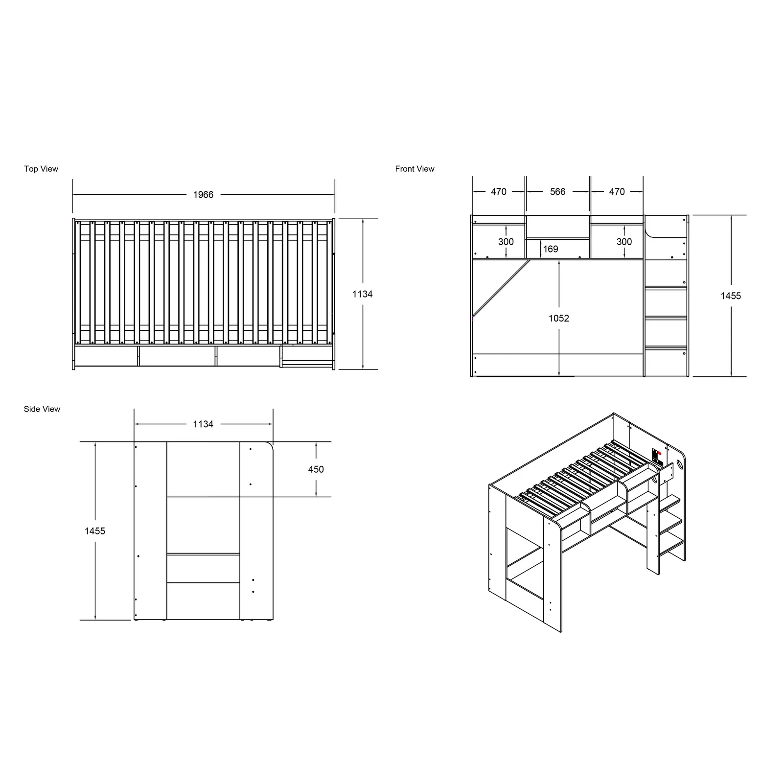 Flair Wizard L Shaped Bunk Bed in Grey 3