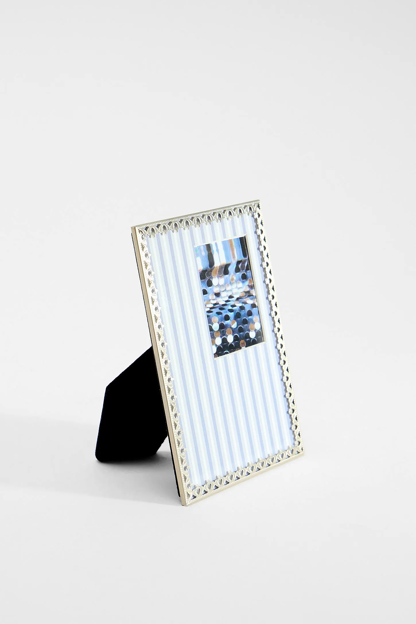 Blue Stripe Silver Crown Photo Frame - Blue ALL 3