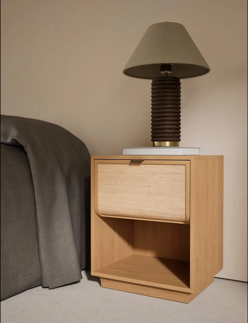 Gallery Direct Woven Front Bedside Table Natural