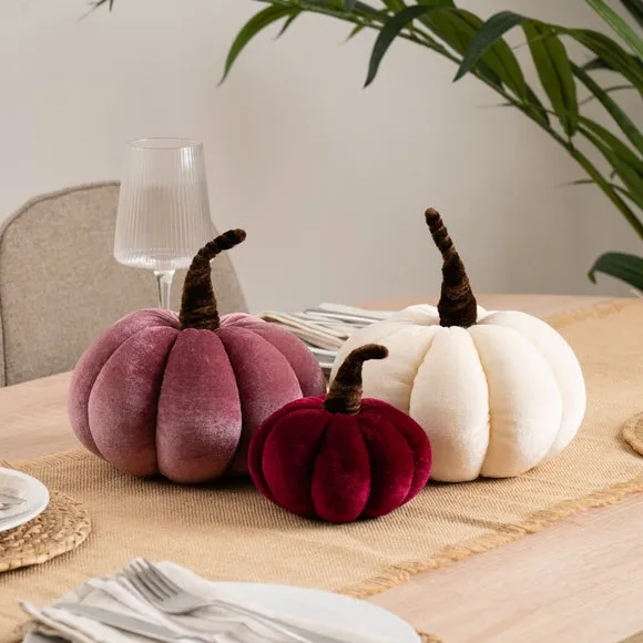 Set of 3 Velvet Plush Pumpkins 1
