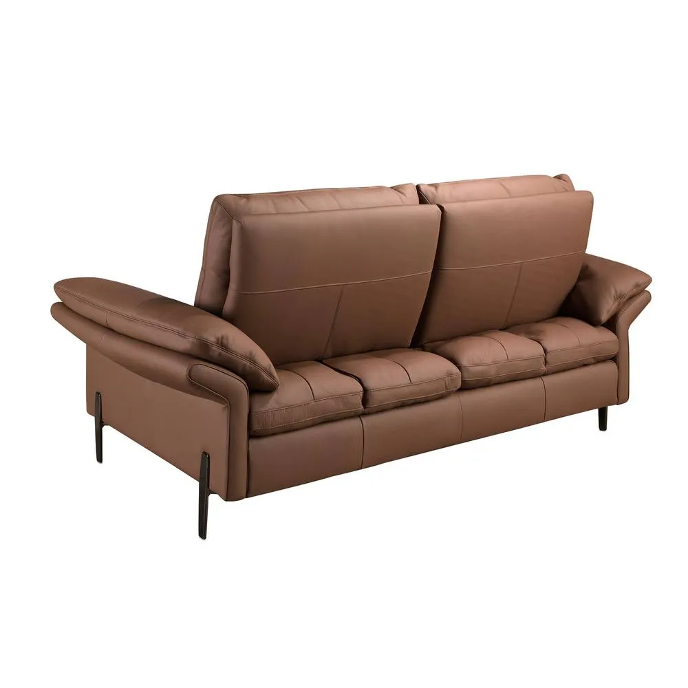 Angel Cerda 2-Seater Brown Cowhide Leather Sofa, Model 6