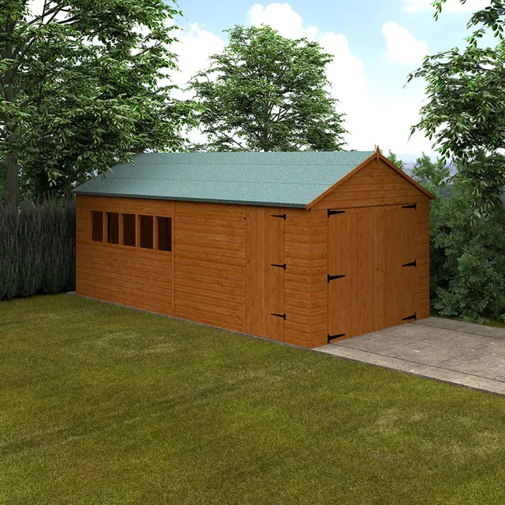 Buttercup Farm 20 x 10 Feet Garage 12mm Shed - Solid Wood/Softwood/Pine in Burnt Orange 2