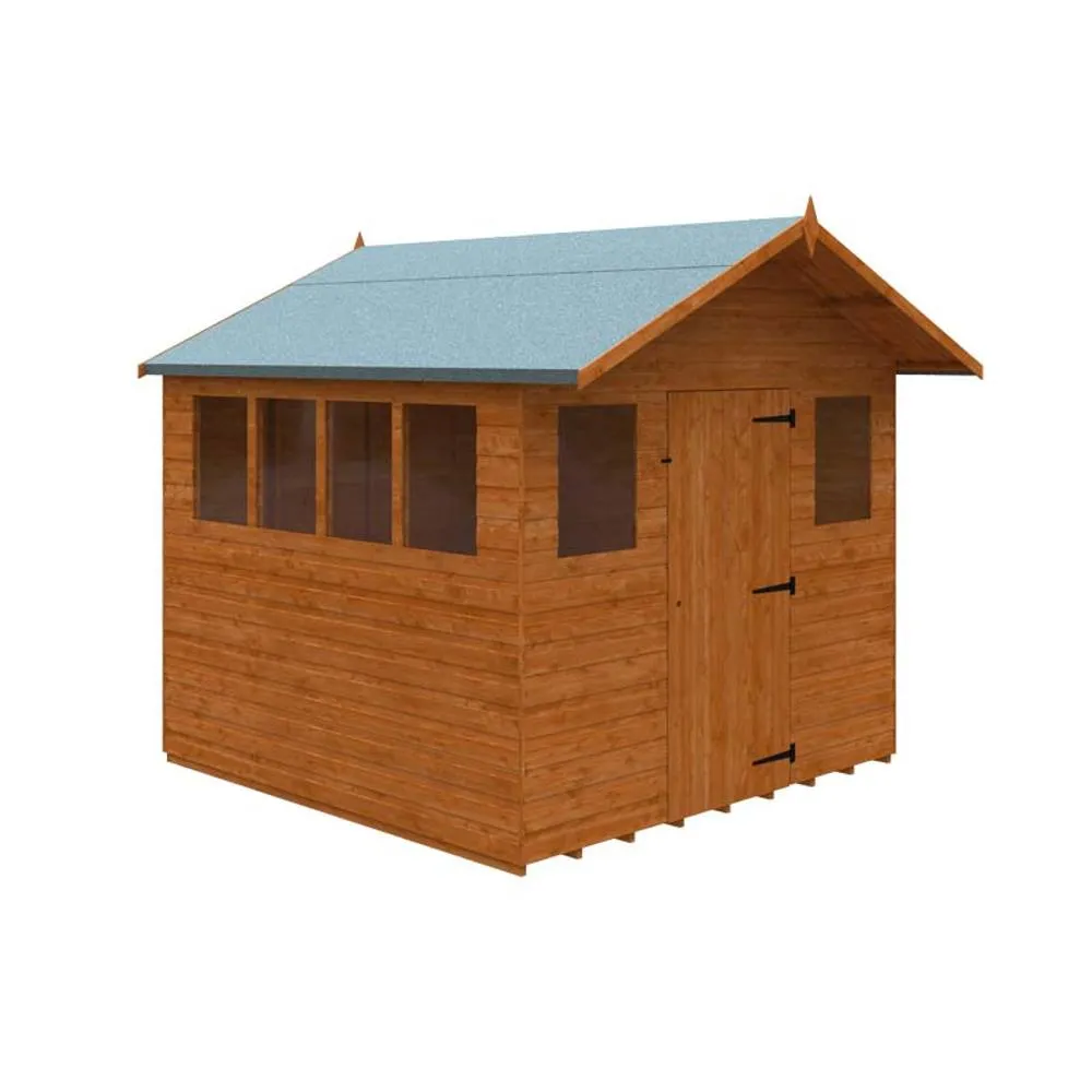 Buttercup Farm 8 x 8 Feet Cabin 12mm Shed - Solid Wood/Softwood/Pine in Burnt Orange