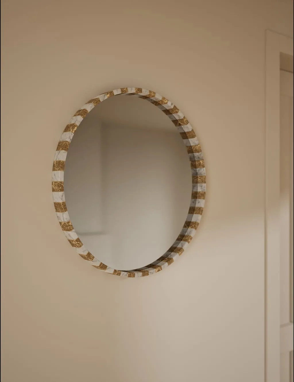 M&S Marble Round Wall Mirror Brown Mix