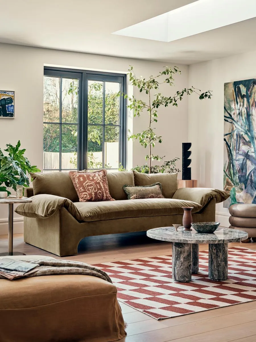 Wyatt Three Seater Sofa, Velvet, Lichen