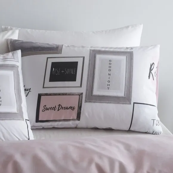 Catherine Lansfield Blush Sleep Dreams Duvet Cover and Pillowcase Set 2