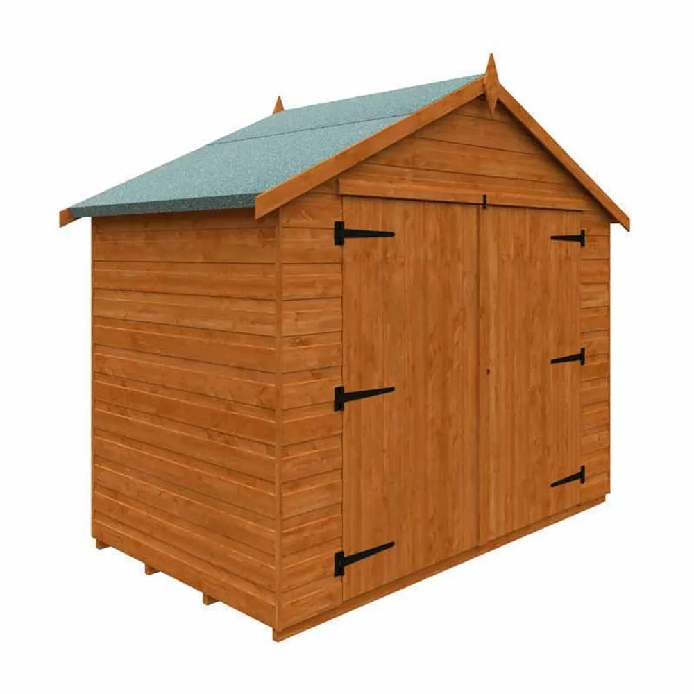 Buttercup Farm 4 x 7 Feet Apex Compact 12mm Shed - Solid Wood/Softwood/Pine in Burnt Orange