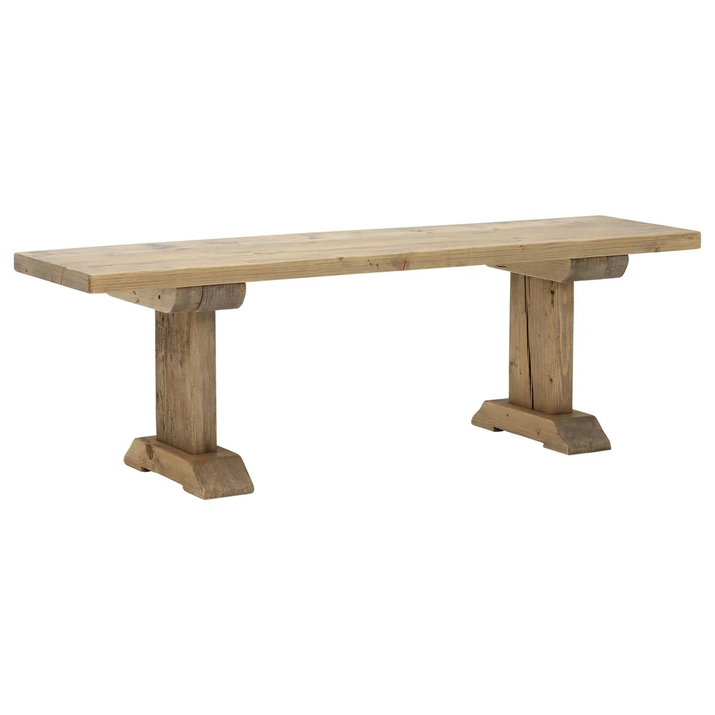Newsham Reclaimed Wood Bench, Grey Waxed Finish