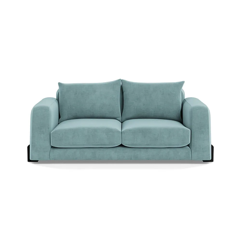 Heal's Nuvola 3 Seater Sofa Smart Luxe Velvet Mineral Blue Black Feet 1