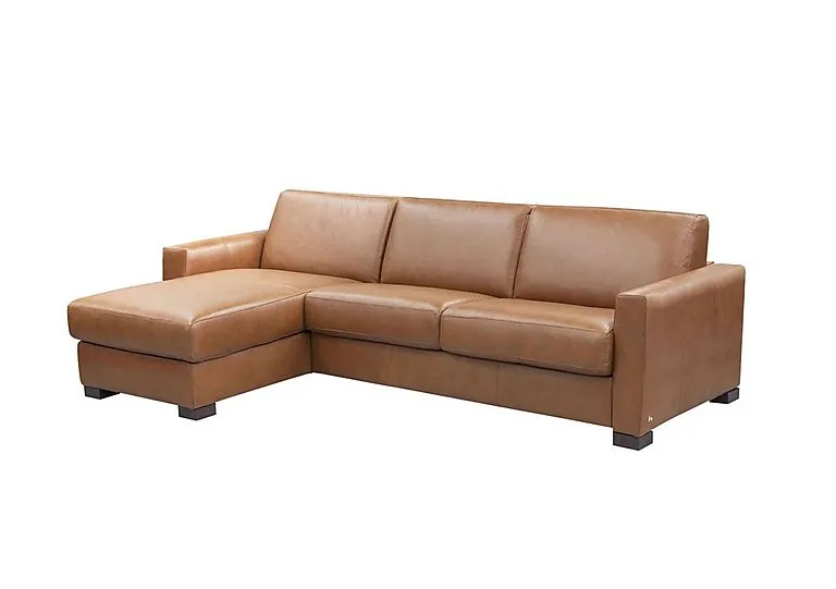 Alcova 3 Seater Leather Sofa Bed with Storage Left Hand Facing Chaise and Box Arms - Botero Cuoio