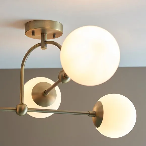Return - Vogue Newton 4 Light Semi Flush Ceiling Light Brass 2