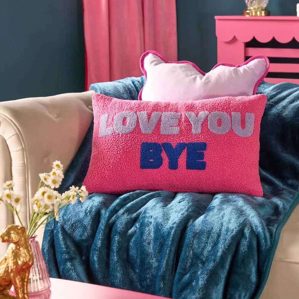 OHS Love You Bye Slogan Decorative Scatter Cushion Throw Pillow in Pink
