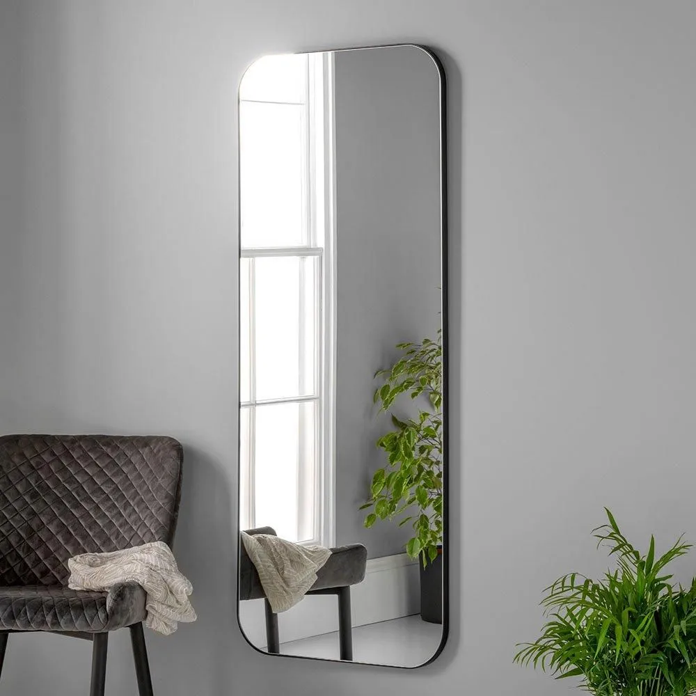 Yearn Mirrors Large Full Length Black Radius Corner Mirror 150x60cm