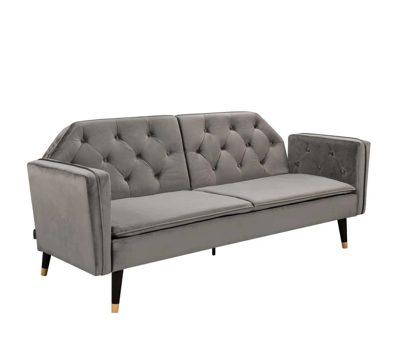 Comfy Living Ltd Plush Velvet Tufted Sofa Bed In Various Colours With Black & Gold Legs in Grey 4