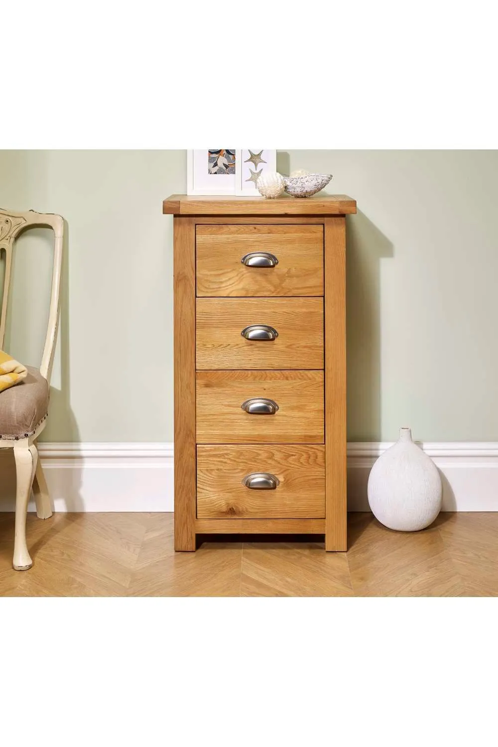 Birlea Woburn 4 Drawer Narrow Chest Oak in Light Oak 2