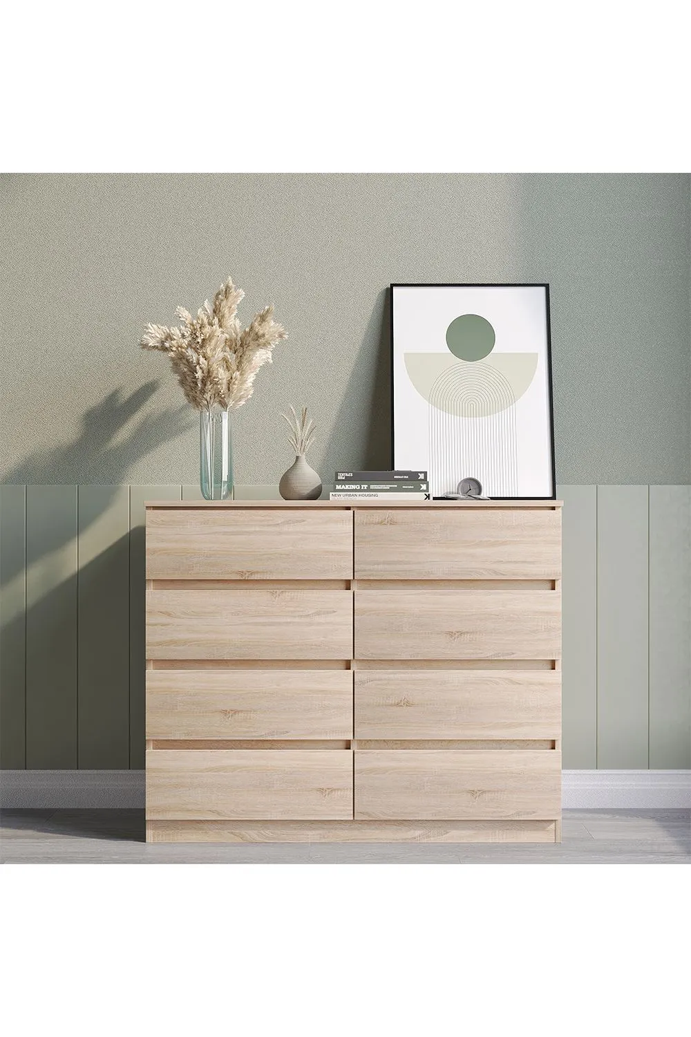 Seconique Malvern 8 Drawer Chest in Light Oak 1