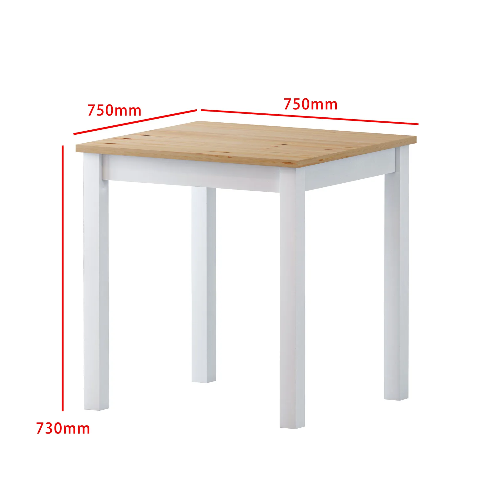Comfy Living Ltd 3 Piece Wooden Dining Set White With Natural Tabletop 5