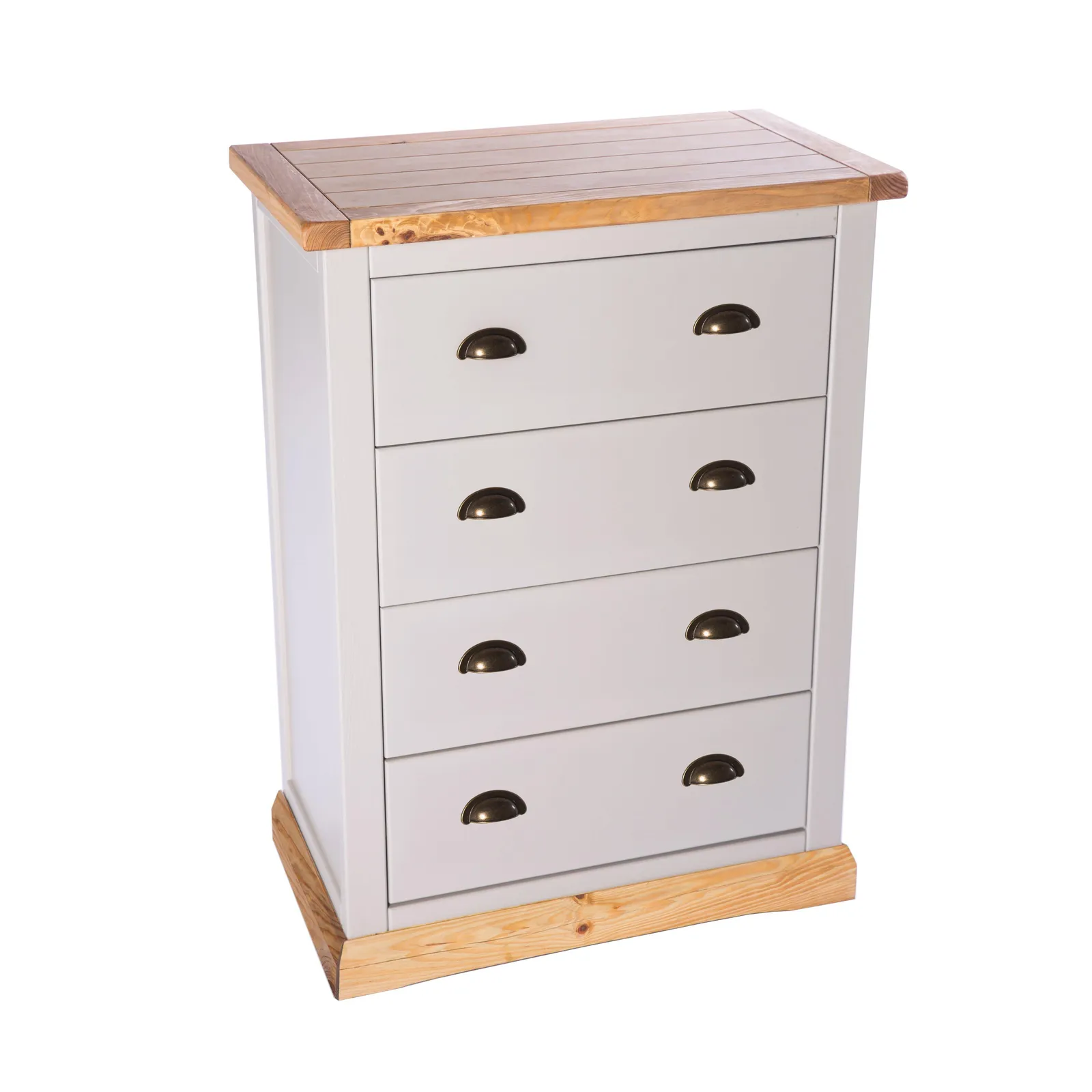 Cabinet Bits Bomporto 4 Drawer Chest of Drawers Brass Cup Handle in Light Grey 3