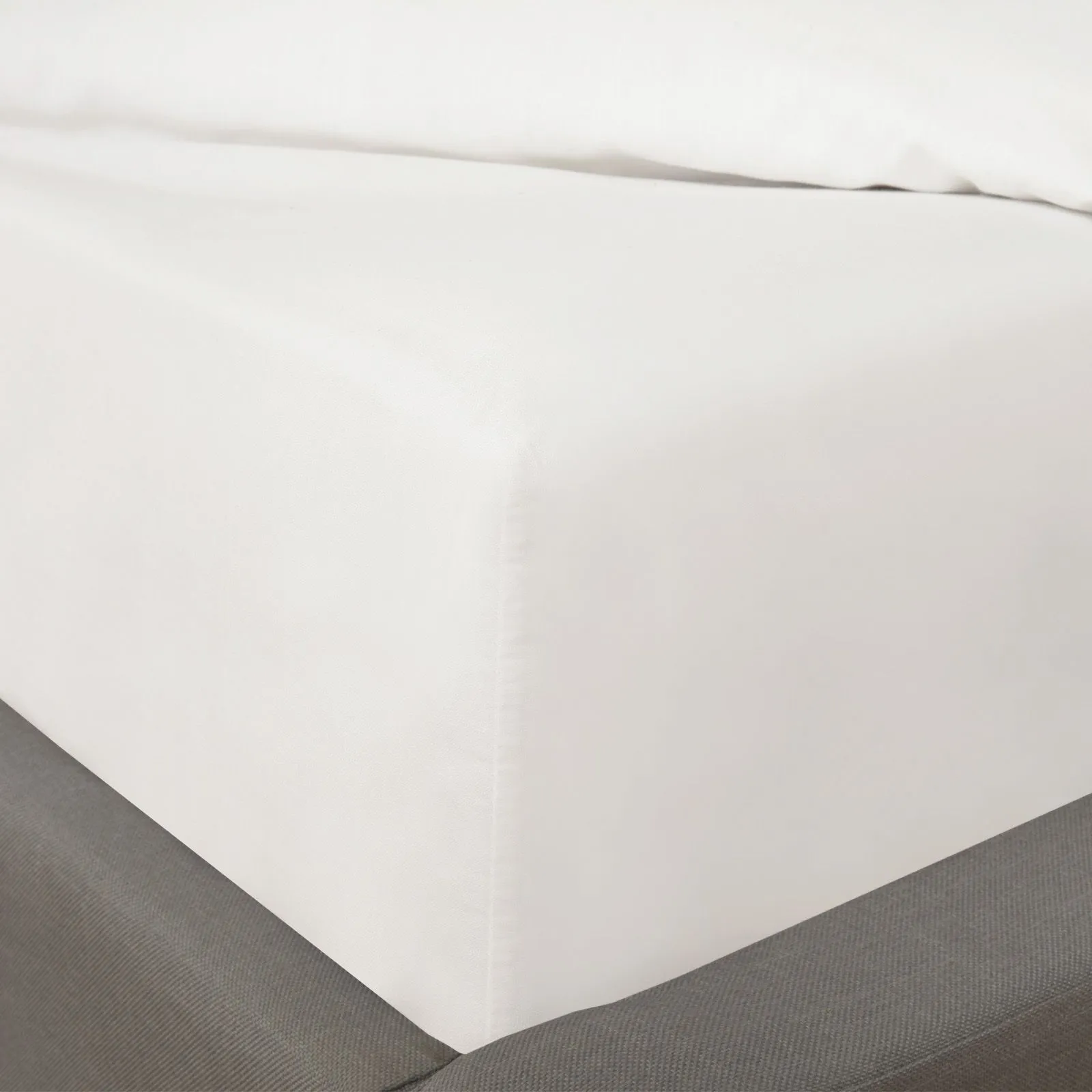 OHS Polycotton 30 Deep Elasticated Fitted Bed Sheet in White | Size: Double Fitted