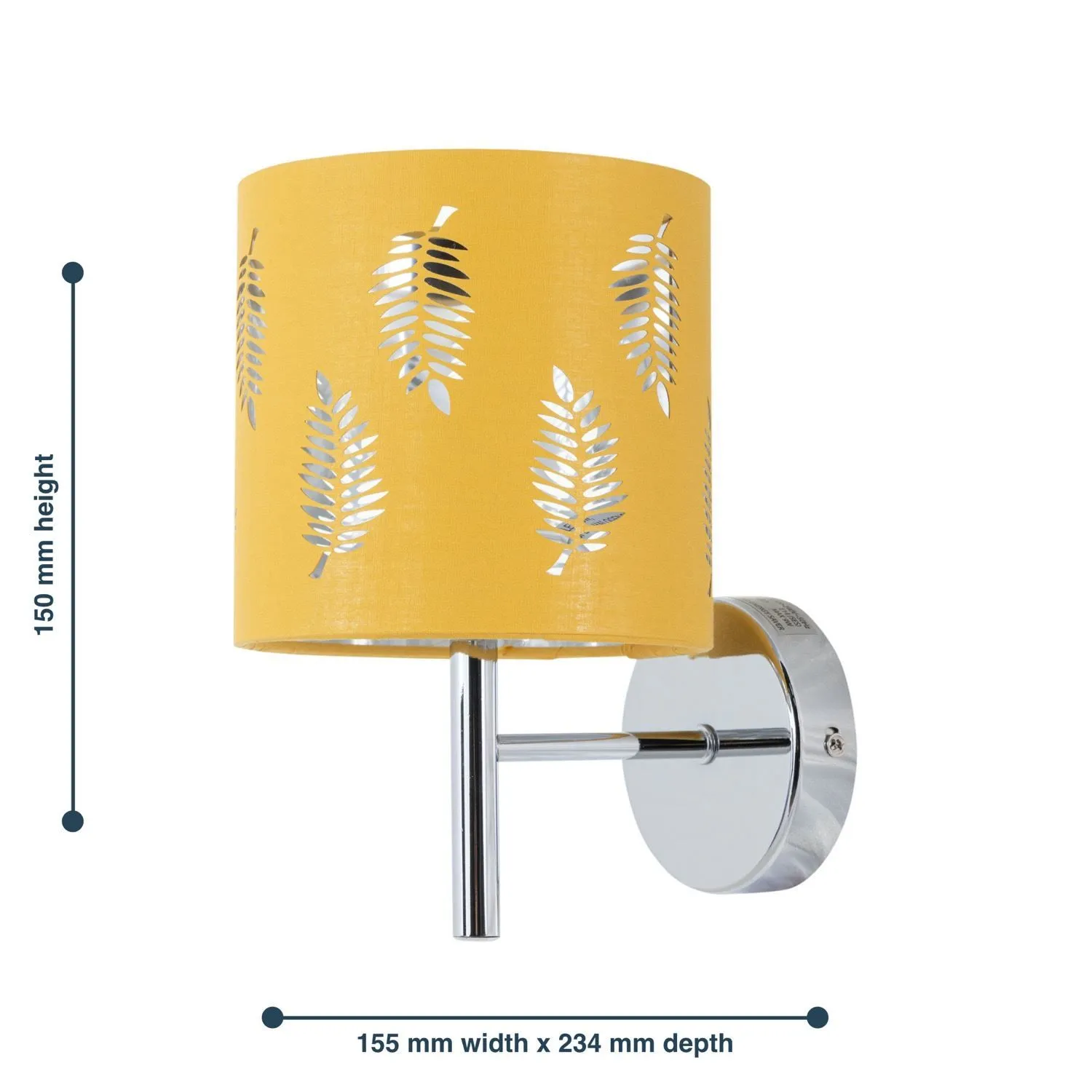 First Choice Lighting Brea - Chrome Wall Light with Ochre Fern Shade in Silver 5