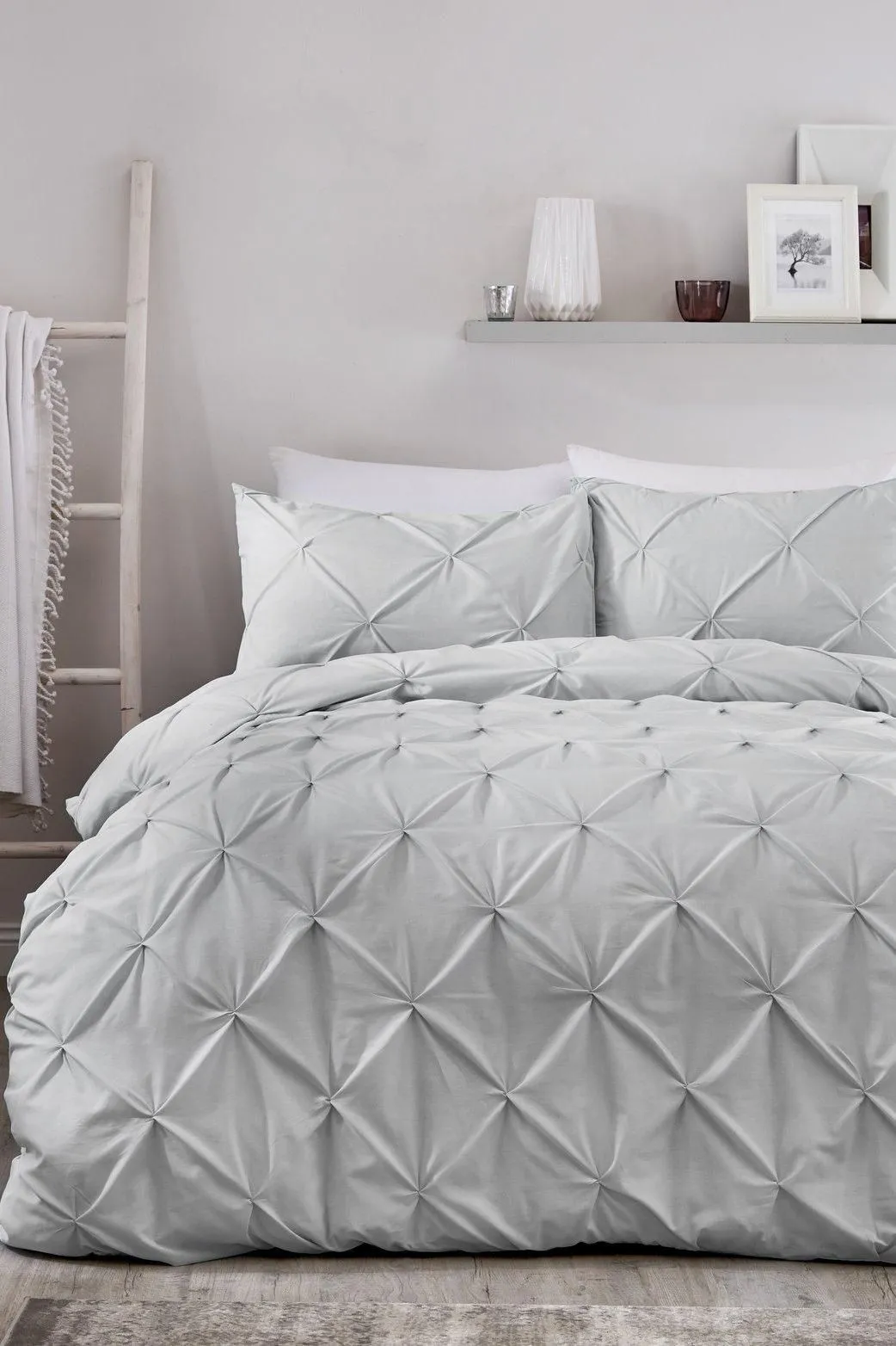 Serene 'Lara' Luxury Ruched Duvet Cover Set in Silver