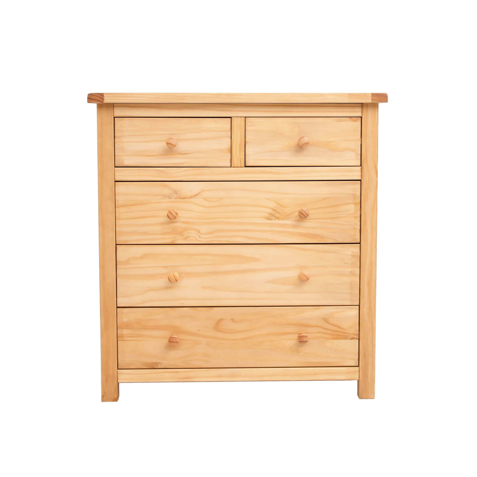 Cabinet Bits Lugo 5 Drawer Chest of Drawers Wood Knob in Light Brown