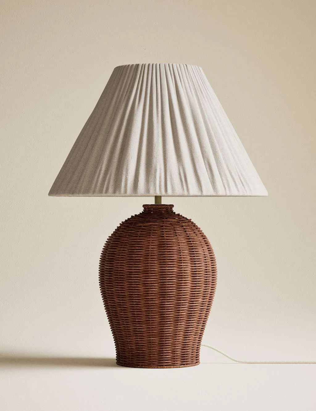 M&S Wicker Pleated Shade Table Lamp Natural