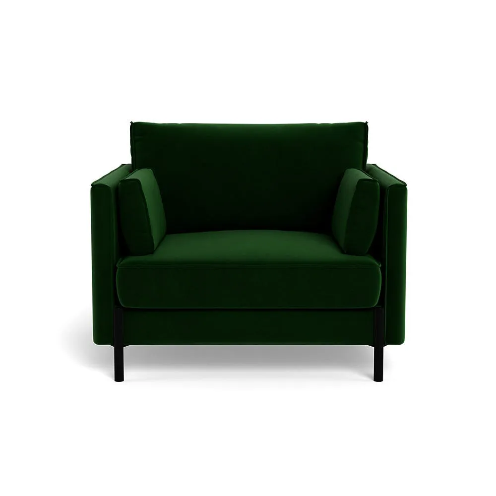 Heal's Tortona Armchair Smart Velvet Forest Black Feet