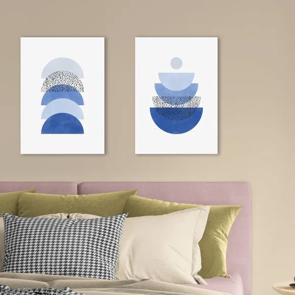 East End Prints Set of 2 Blue Geometric Prints 1
