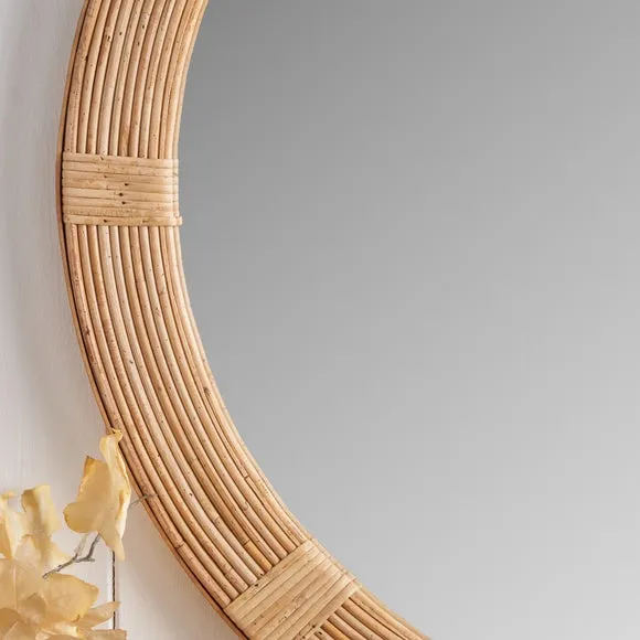 Natural Bent Bamboo Frame Round Wall Mirror 2