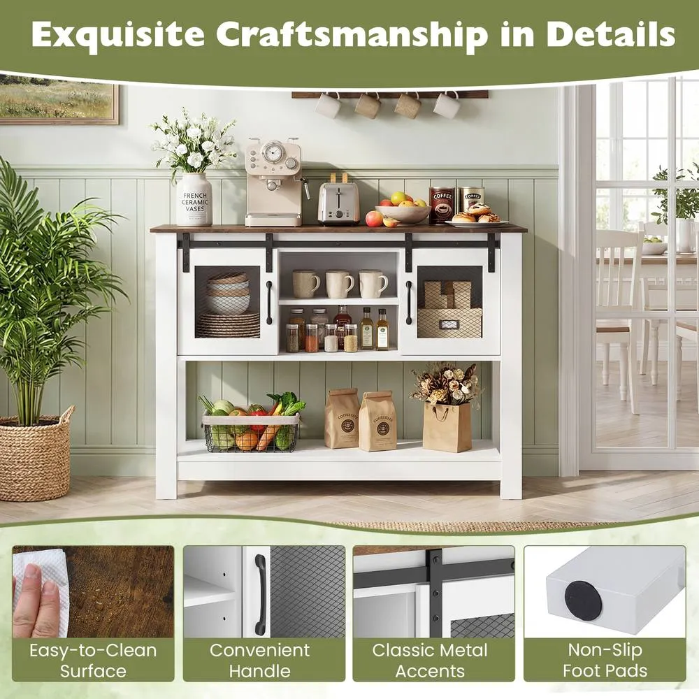 Costway Entryway Table w/ Barn Sliding Doors Console Table w/ Adjustable Shelf 6