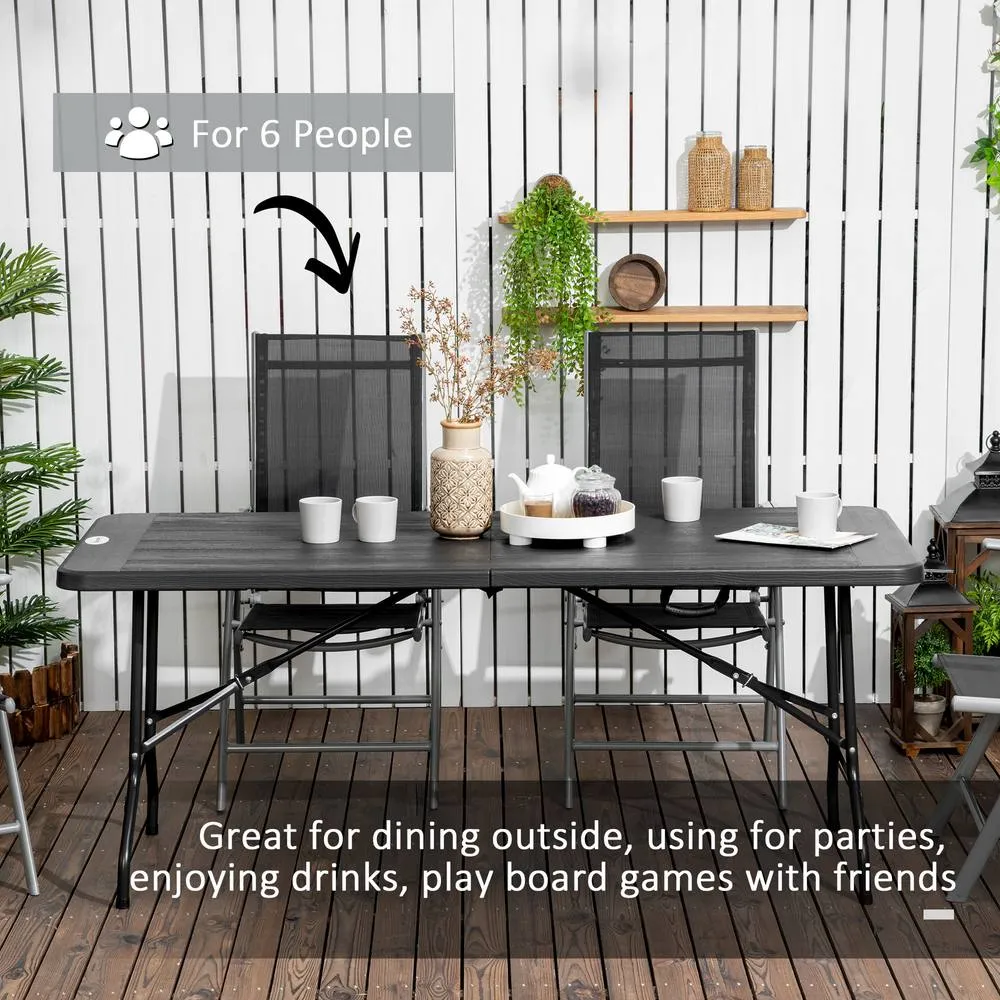 OUTSUNNY Outdoor Dining Table for 6, Folding Garden Dining Table in Dark Grey 4