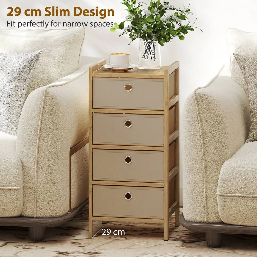 HOMCOM Chest of Drawers, Drawers Dresser with Bamboo Frame in Cream 6