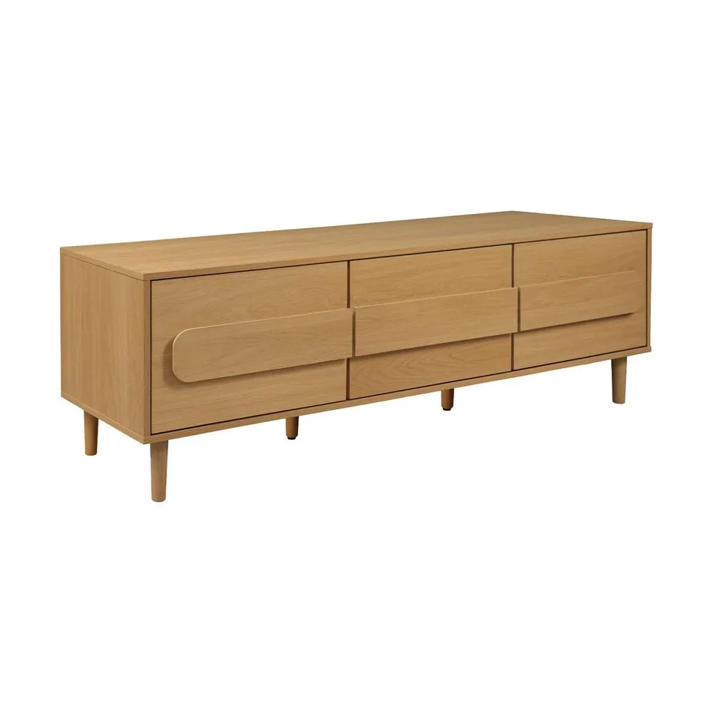 sweeek Vintage wood effect TV stand with 3 doors 150 cm in Brown 2