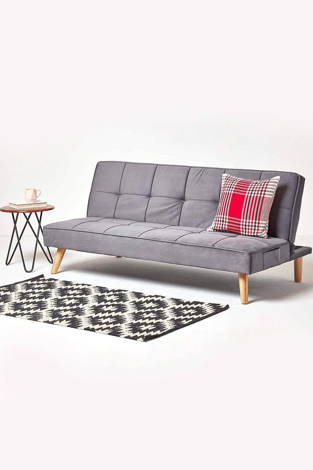 Homescapes Bower Velvet Sofa Bed in Dark Grey 2
