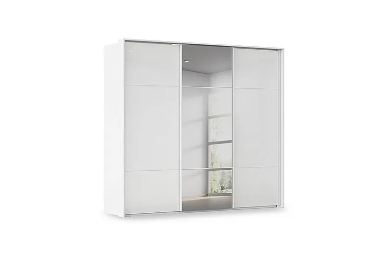 Haven 250cm 3 Door Slider Wardrobe with 2 Glass Doors and 1 Mirror Door
