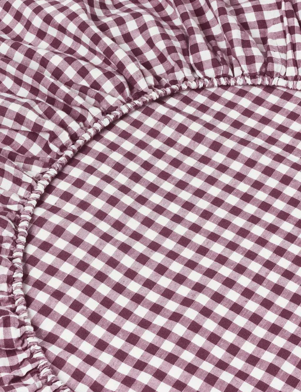 Piglet In Bed Pure Linen Gingham Fitted Sheet Purple Mix