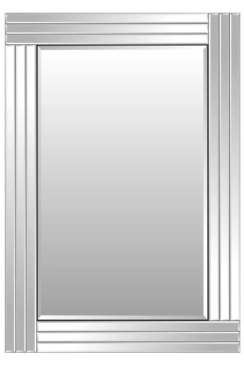 MirrorOutlet Oakley All Glass Triple Edge Bevelled Wall Mirror 100 x 70 CM in Silver 3