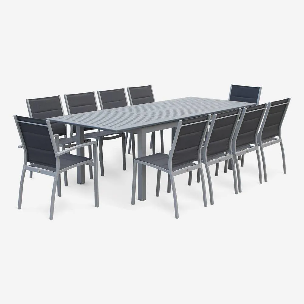 sweeek 8-seater Extendable Aluminium Garden Table Set With Chairs in Grey 3