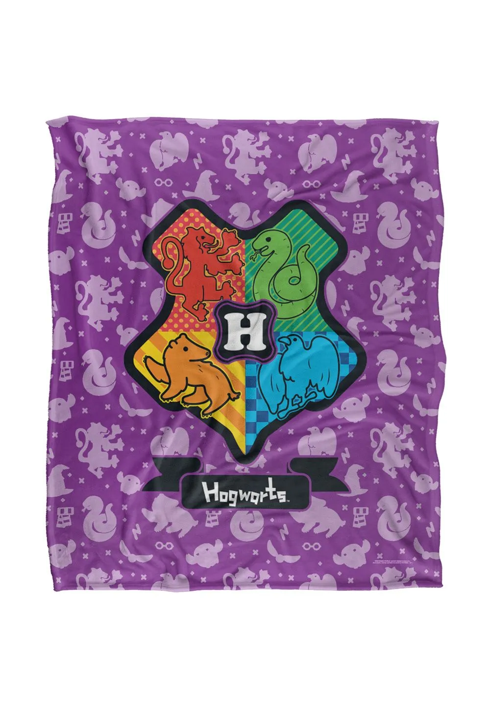Harry Potter Cartoony Hogwarts Officially Licensed Silky Touch Super Soft Throw Blanket 152x127 cm in White