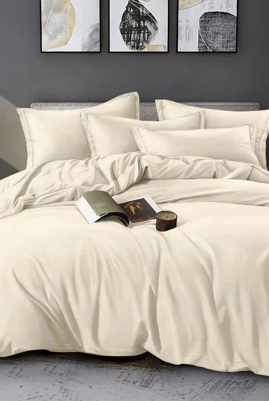 Ezysleep Beige Marl Printed Duvet Set in Natural