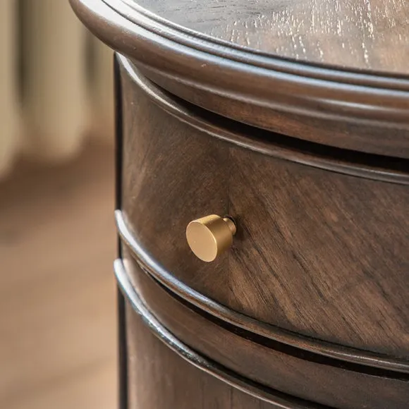 Matola Dark Wood Drum Side Table 3