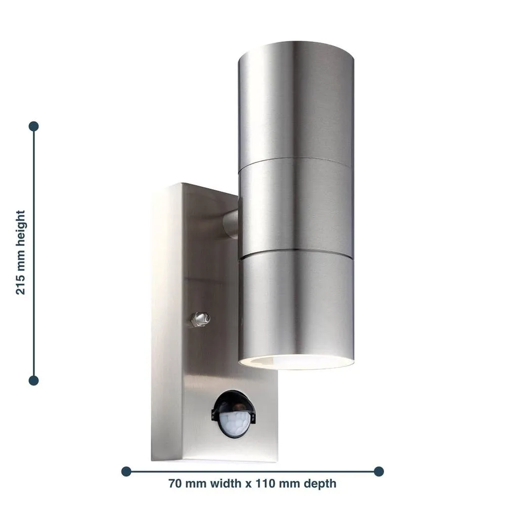 First Choice Lighting Blaze - Marine Grade Stainless Steel Motion Sensor Wall Light in Silver 5