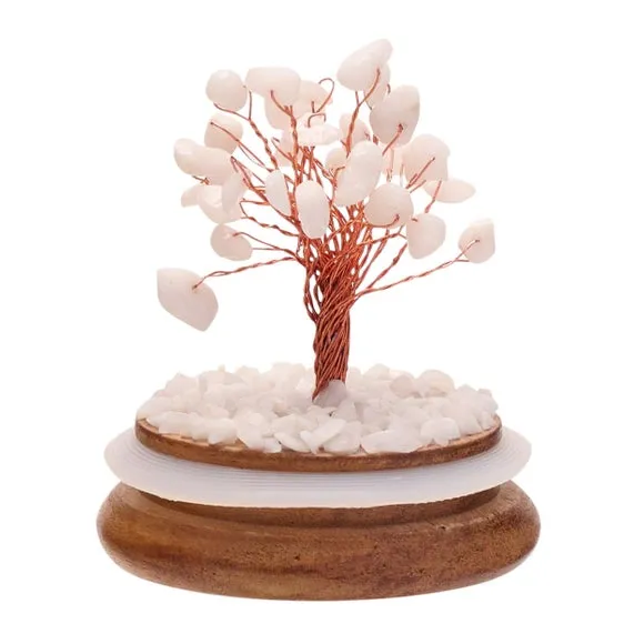 Serenity White Jade Gemstone Glass Dome Tree 2