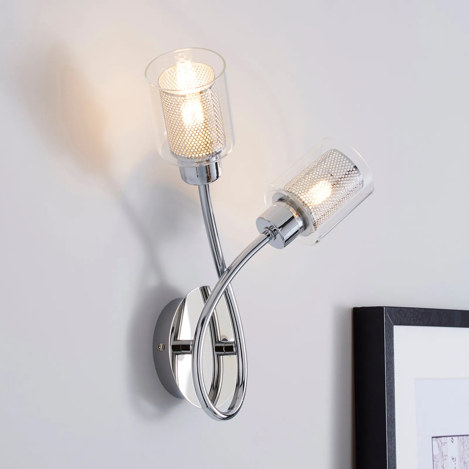 Grace 2 Light Chrome Wall Light 1